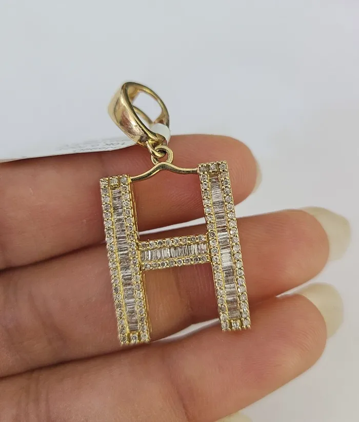 Gold and Diamond Charm Necklaces Real 10k Gold Diamond Letter H Initial Alphabet CharmPendant Yellow Real Gold and Diamond Charm Necklaces Real 10k Gold Diamond Letter H Initial Alphabet CharmPendant Yellow Real