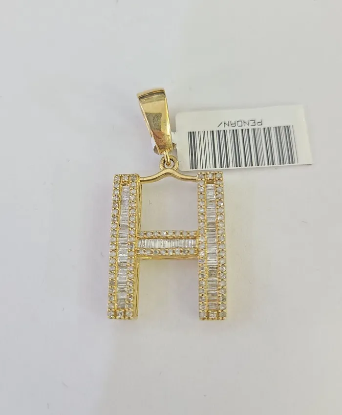 Gold and Diamond Charm Necklaces Real 10k Gold Diamond Letter H Initial Alphabet CharmPendant Yellow Real