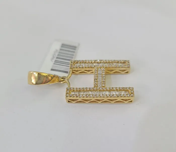 Gold and Diamond Charm Necklaces Real 10k Gold Diamond Letter H Initial Alphabet CharmPendant Yellow Real