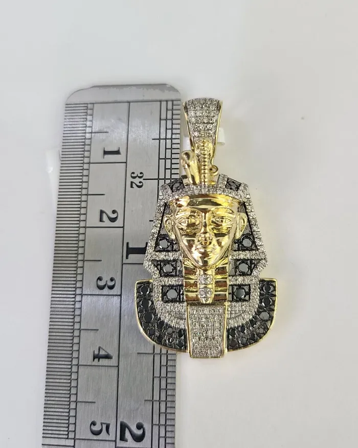 Gold and Diamond Necklaces 10k Solid Rope Chain Pharaoh Charm Diamond Set 4mm 2028 Necklace Gold Yellow