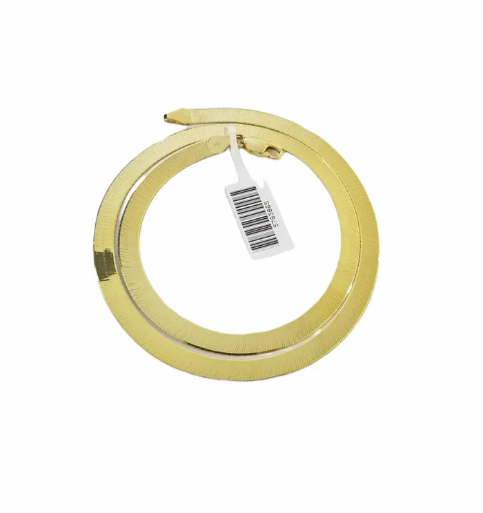 Gold and Diamond Necklaces Real 10K 5mm Yellow Gold Herring Bone Chain Necklace 22 Inch Lobster lock