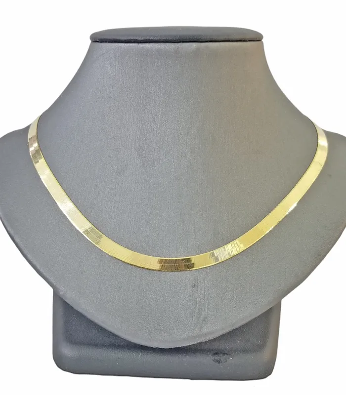 Gold and Diamond Necklaces Real 10K 5mm Yellow Gold Herring Bone Chain Necklace 22 Inch Lobster lock