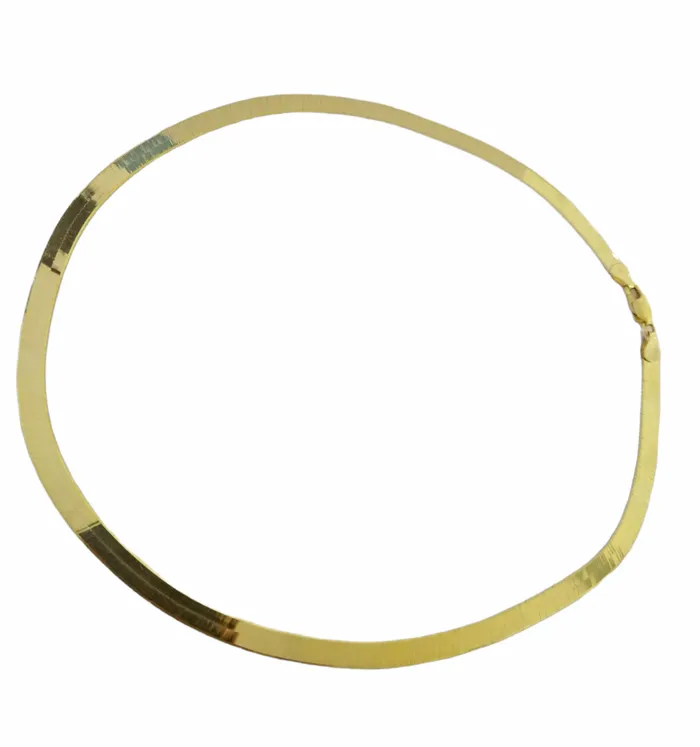 Gold and Diamond Necklaces Real 10K 5mm Yellow Gold Herring Bone Chain Necklace 22 Inch Lobster lock