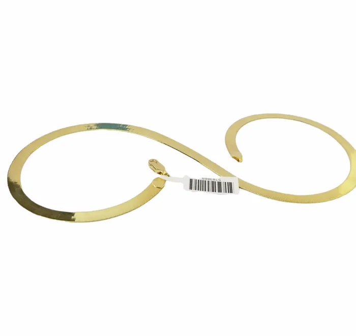 Gold and Diamond Necklaces Real 10K 5mm Yellow Gold Herring Bone Chain Necklace 22 Inch Lobster lock