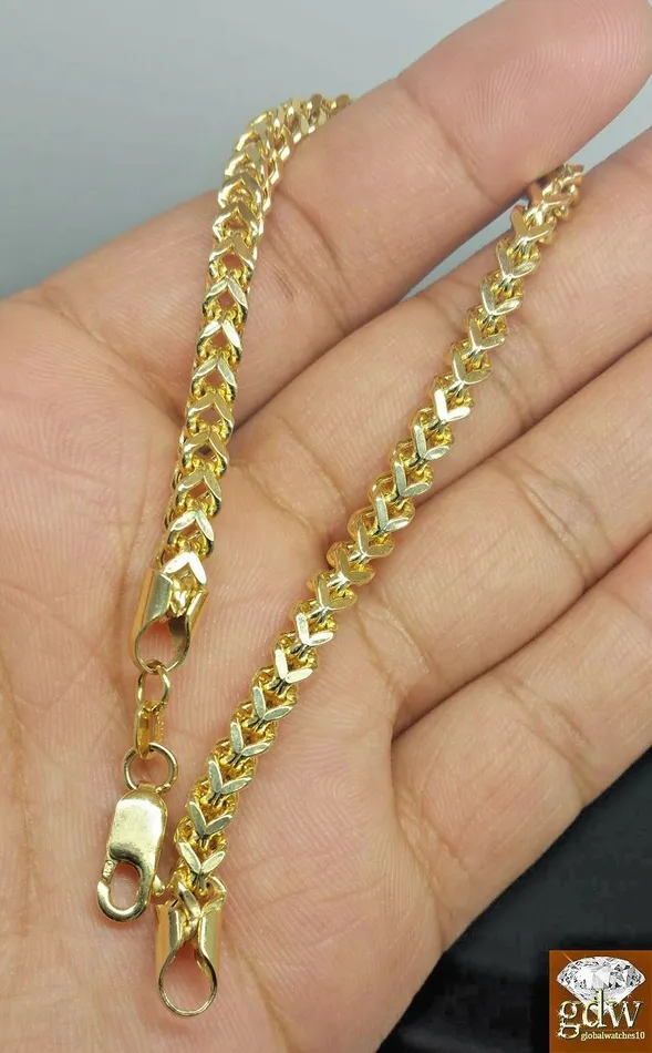Gold and Diamond Necklaces Real 10k Yellow Gold 22 Franco Chain Bracelet 75 8 85 9 4mmNecklace10kt
