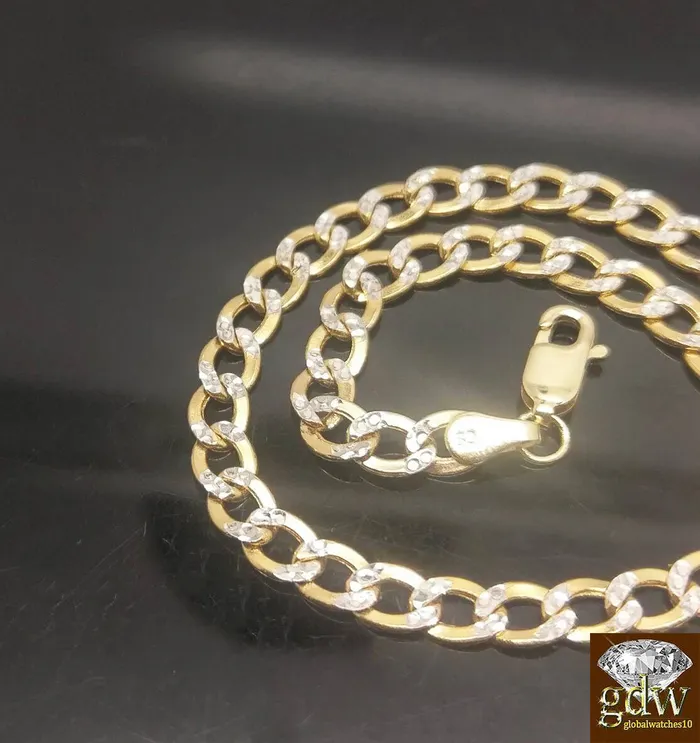 Gold and Diamond Real 10k Yellow Gold 9 Diamond Cuts Cuban curb Link Bracelet Rope Byzantine Bracelets
