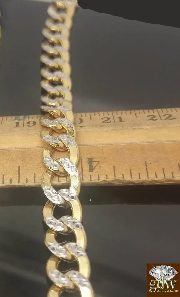 Gold and Diamond Real 10k Yellow Gold 9 Diamond Cuts Cuban curb Link Bracelet Rope Byzantine Bracelets