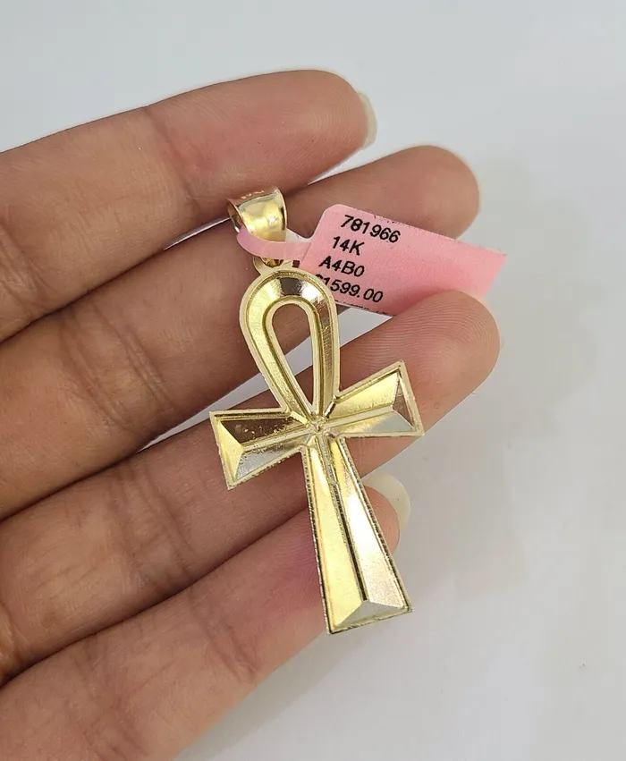 Gold and Diamond Real 14k Solid Chain Cross Charm Set Miami Cuban Link 3mm Necklace Pendant Gold Necklaces