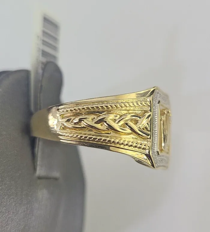 Gold and Diamond Rings Real 10k Diamond Crown Mens Ring Band Yellow Gold Wedding Casual Genuine Natural