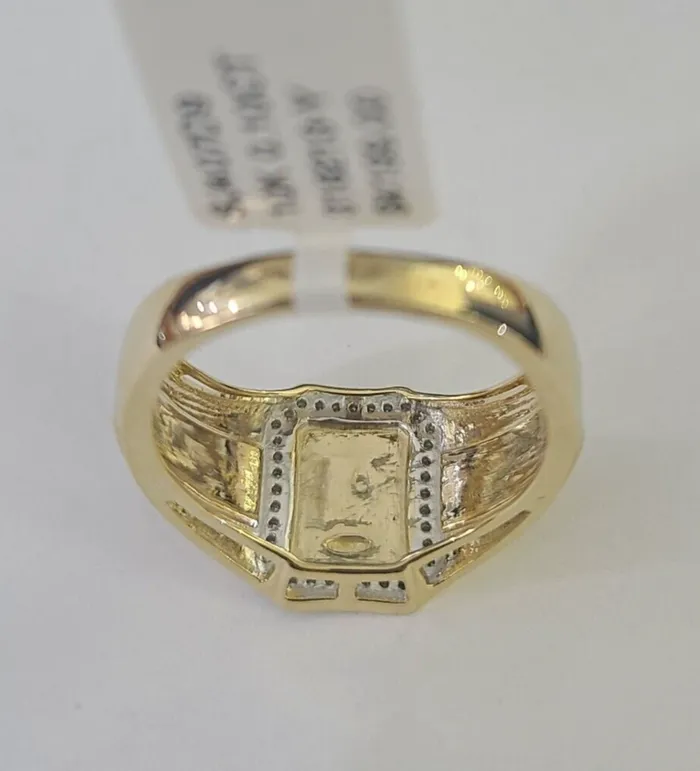 Gold and Diamond Rings Real 10k Diamond Crown Mens Ring Band Yellow Gold Wedding Casual Genuine Natural