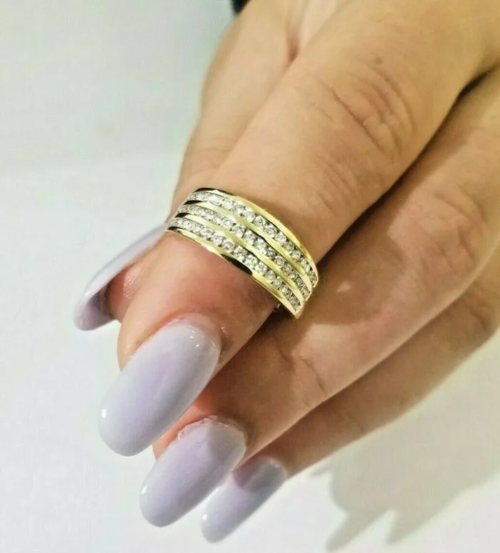 Gold and Diamond Rings Solid 14k Gold 045CT Diamonds Ladies Ring Band REAL 14 kt Yellow Gold GENUINE