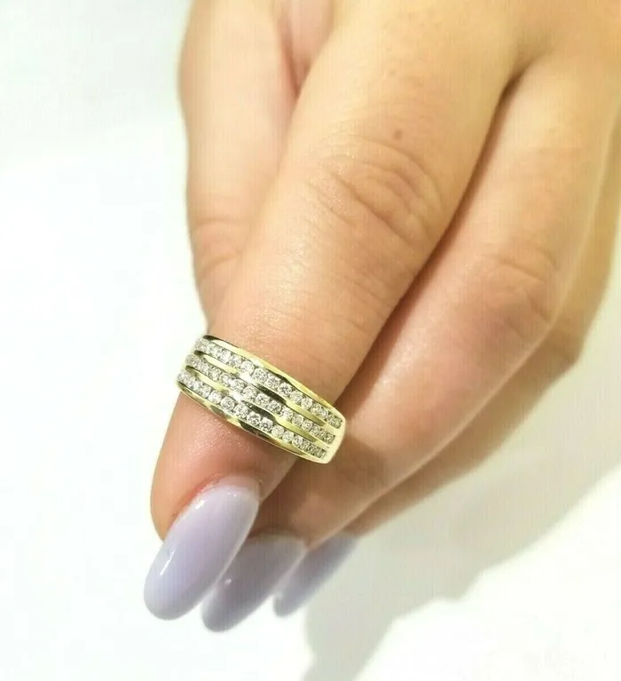 Gold and Diamond Rings Solid 14k Gold 045CT Diamonds Ladies Ring Band REAL 14 kt Yellow Gold GENUINE