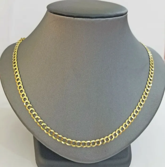 Gold and Diamond Solid REAL Yellow Gold 14k Cuban Curb Link necklace 22 inch gold chain 4mm 14kt Necklaces Gold and Diamond Solid REAL Yellow Gold 14k Cuban Curb Link necklace 22 inch gold chain 4mm 14kt Necklaces