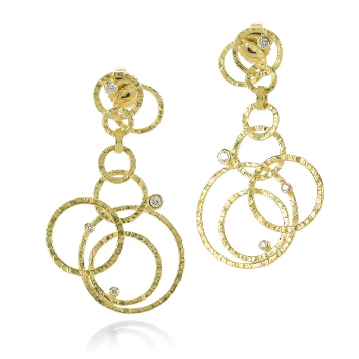 Hammered Circle Earrings with Diamonds Barbara Heinrich Earrings