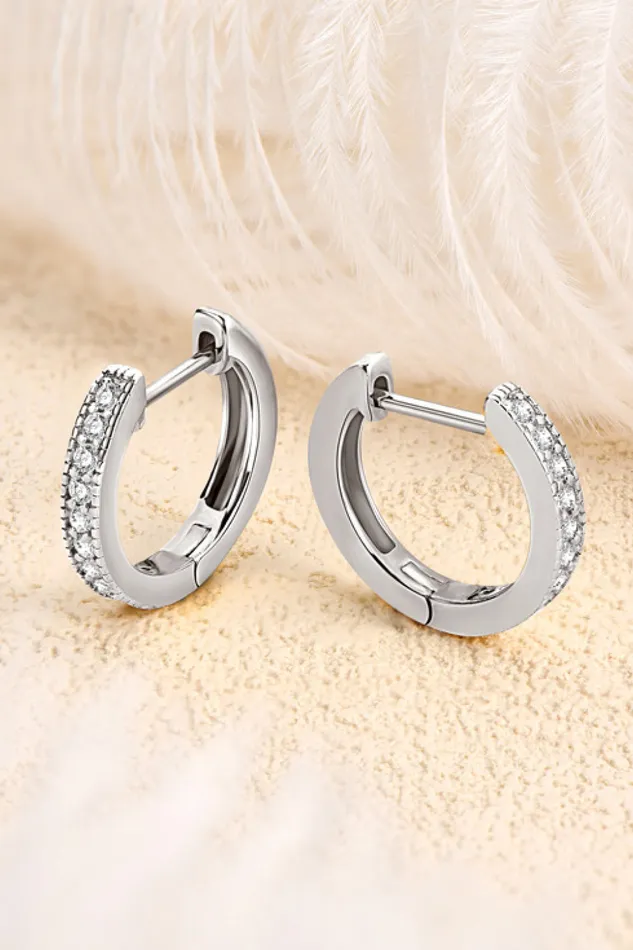 Inlaid Moissanite Hoop Earrings Trendsi Earrings