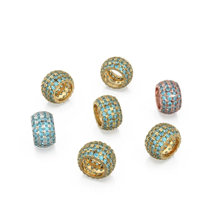 Jalvi Co Charm Necklaces 14K Large Solid Italian Gold Swiss Blue Topaz Rondels Charm Roundel Blue Topaz Enhancer Charm Pave set Sapphire November spacer charms Jalvi Co Charm Necklaces 14K Large Solid Italian Gold Swiss Blue Topaz Rondels Charm Roundel Blue Topaz Enhancer Charm Pave set Sapphire November spacer charms