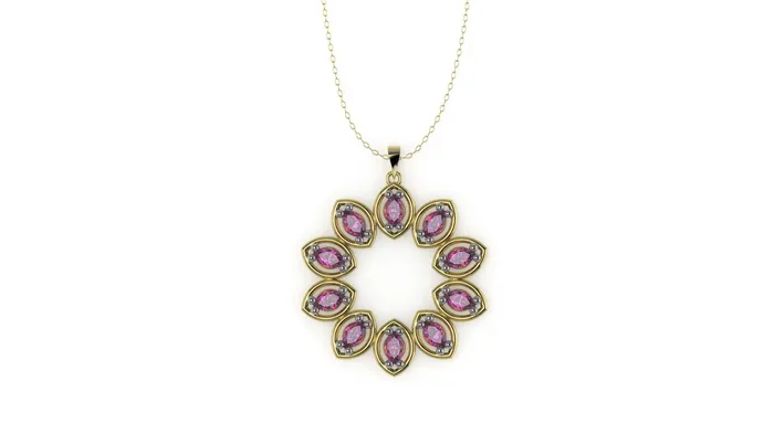 Jcm 21 jewelry Necklaces 14K Gold Pendant with 10 PINK MARQUISE TOURMALINE STT 2Prong Circle Style Only Pendant Jcm 21 jewelry Necklaces 14K Gold Pendant with 10 PINK MARQUISE TOURMALINE STT 2Prong Circle Style Only Pendant