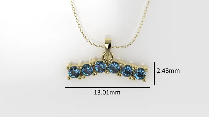 JCM DESIGN JEWELRY Necklaces 14K Pendant with 6 Blue Topaz 2mm each includes 18 inch Chain