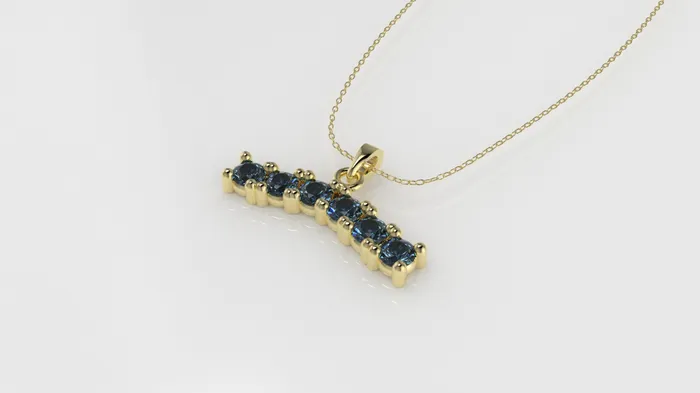 JCM DESIGN JEWELRY Necklaces 14K Pendant with 6 Blue Topaz 2mm each includes 18 inch Chain