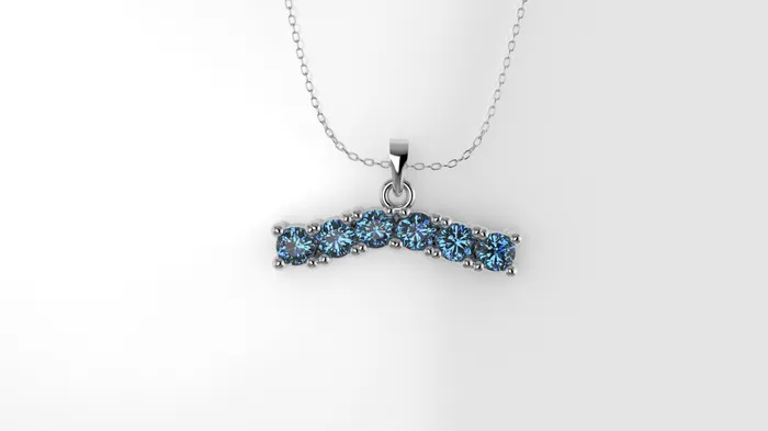 JCM DESIGN JEWELRY Necklaces 14K Pendant with 6 Blue Topaz 2mm each includes 18 inch Chain
