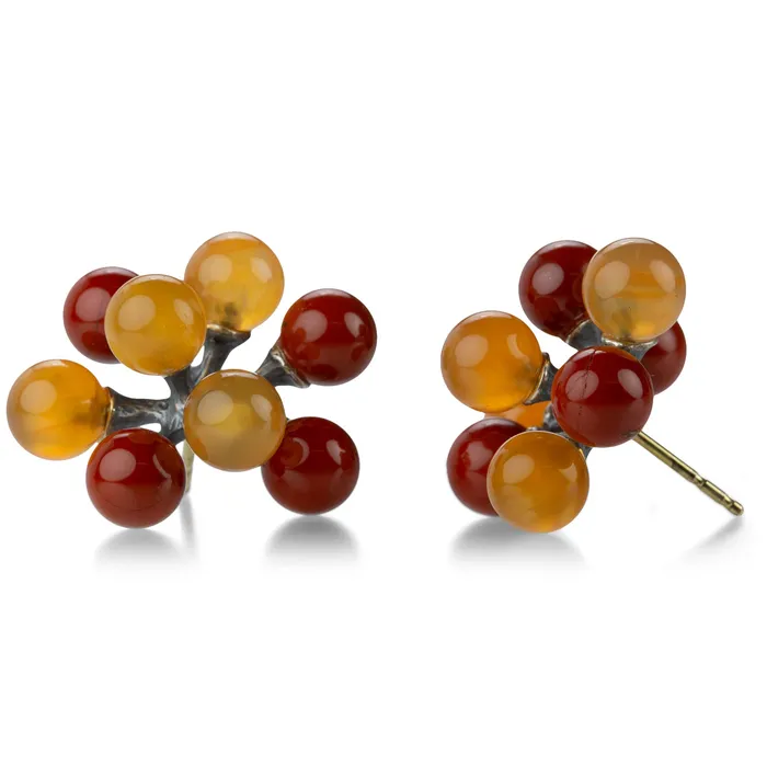 John Iversen Earrings Small Jacks Earrings with Carnelian and Jasper