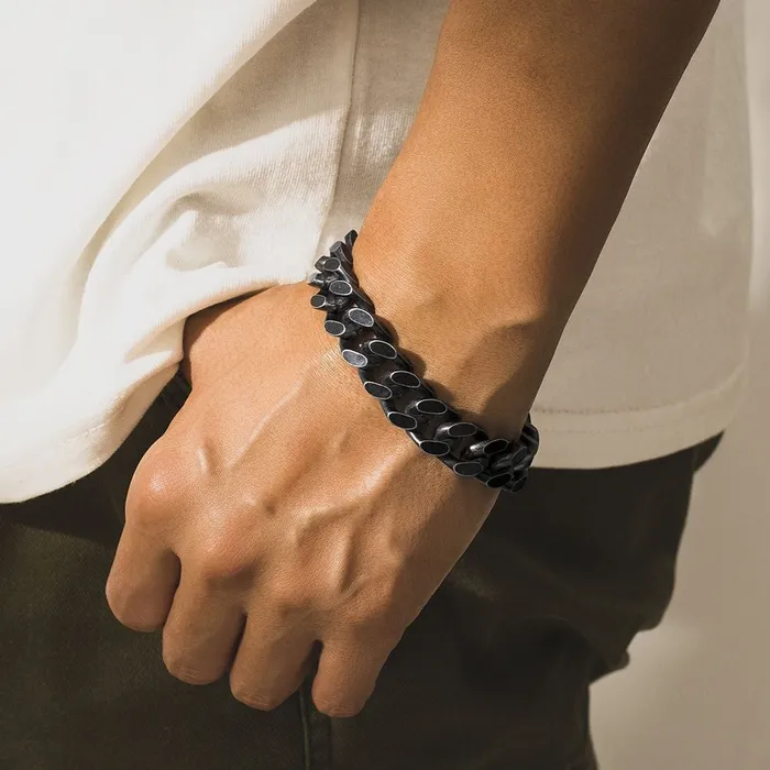 KRKC The Darth Vader II 14mm Black Cuban Link Bracelet in Black Gold Bracelets