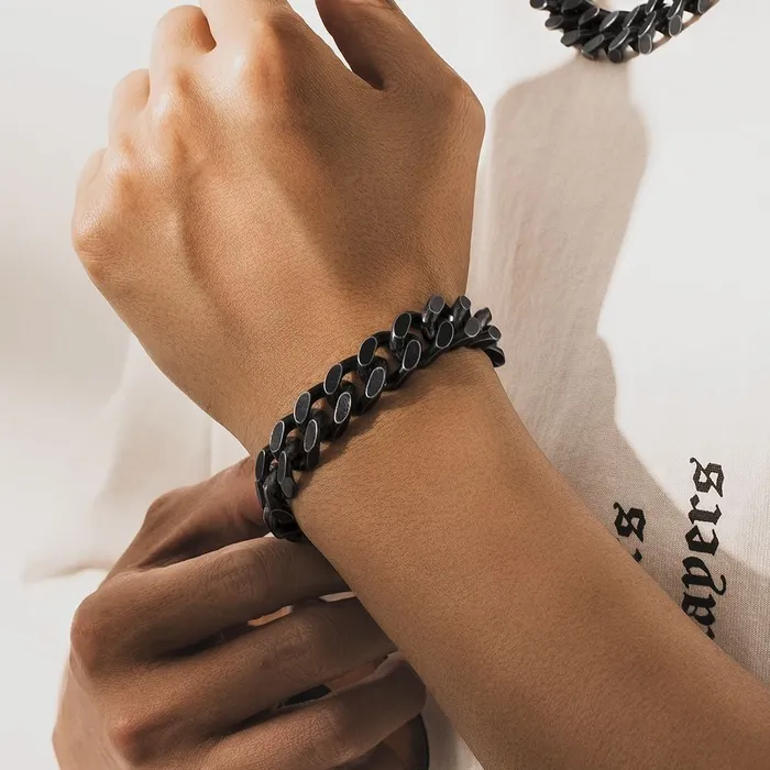 KRKC The Darth Vader II 14mm Black Cuban Link Bracelet in Black Gold Bracelets