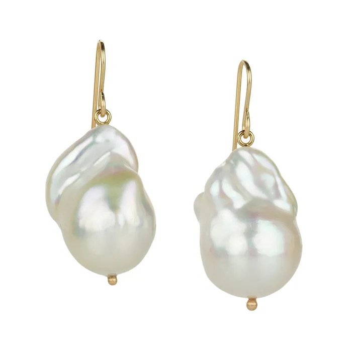Large Baroque White Freshwater Pearl Earrings Maria Beaulieu Earrings