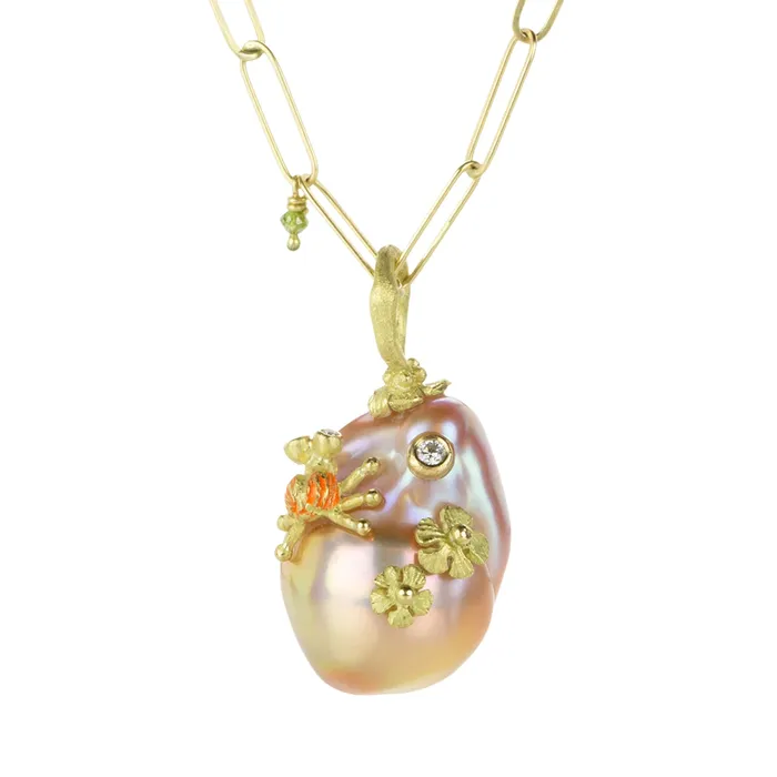 Lene Vibe Necklaces Freshwater Pearl Pendant with Bug Pendant Only