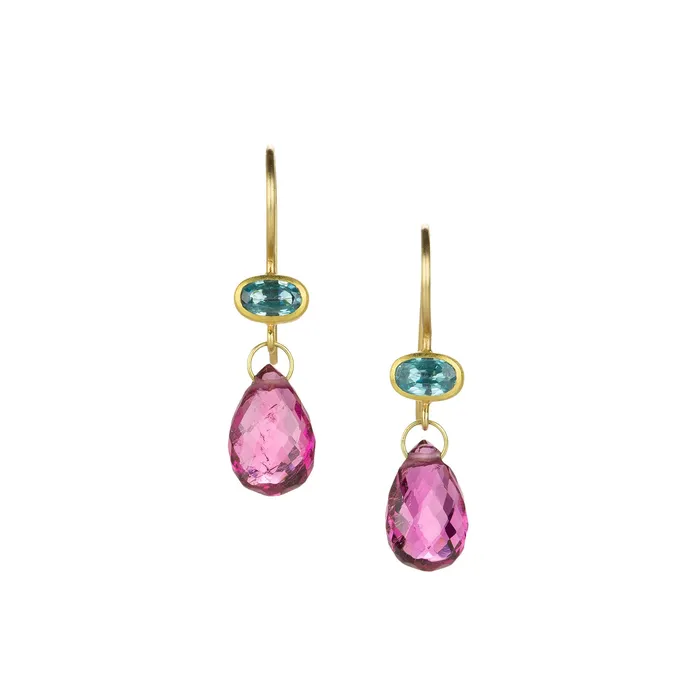 Mallary Marks Pink Tourmaline and Zircon Apple Eve Earrings Earrings