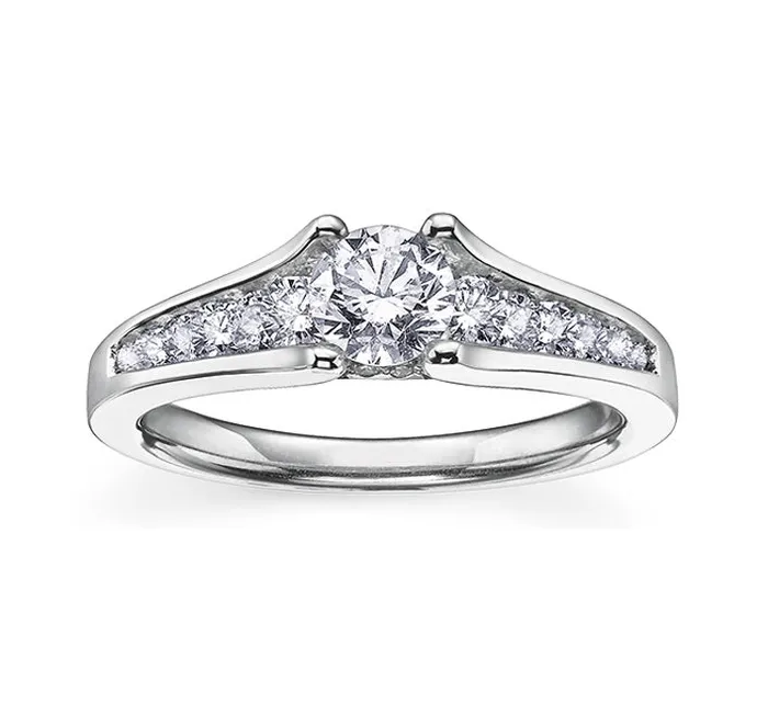 Maple Leaf Diamonds 14kt White Gold 151cttw Engagement Ring with Round Canadian Center Diamond Rings Maple Leaf Diamonds 14kt White Gold 151cttw Engagement Ring with Round Canadian Center Diamond Rings