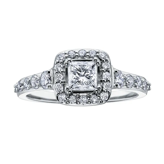 Maple Leaf Diamonds 18kt White Gold 083cttw Princess Cut Canadian Diamond Center Halo Engagement Ring Rings Maple Leaf Diamonds 18kt White Gold 083cttw Princess Cut Canadian Diamond Center Halo Engagement Ring Rings