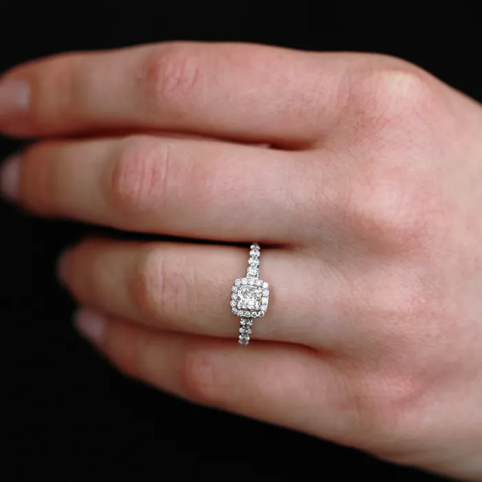 Maple Leaf Diamonds 18kt White Gold 083cttw Princess Cut Canadian Diamond Center Halo Engagement Ring Rings