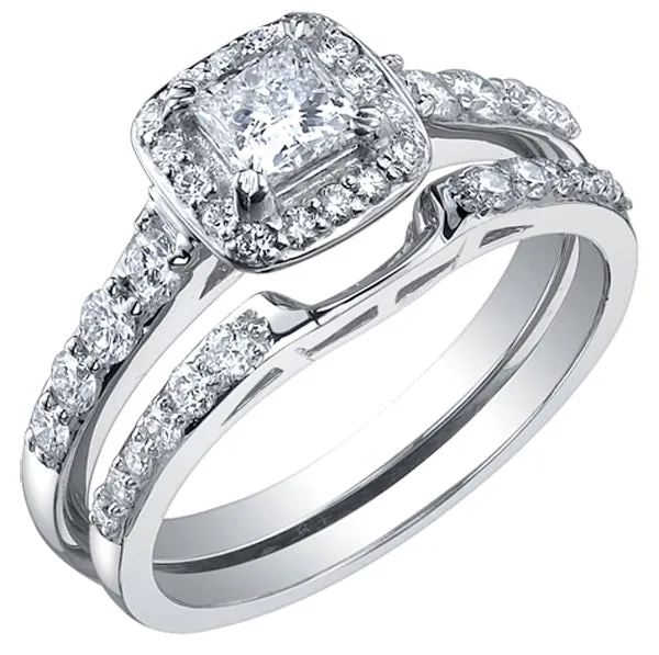 Maple Leaf Diamonds 18kt White Gold 083cttw Princess Cut Canadian Diamond Center Halo Engagement Ring Rings