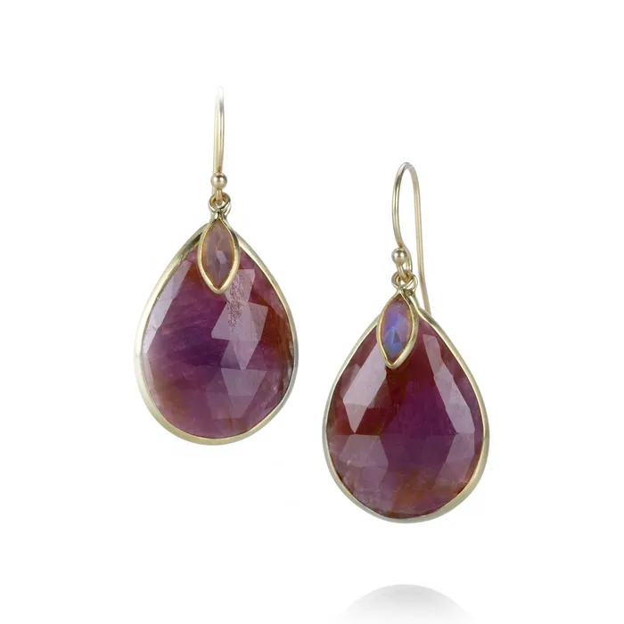 Margaret Solow Earrings Ruby and Opal Earrings