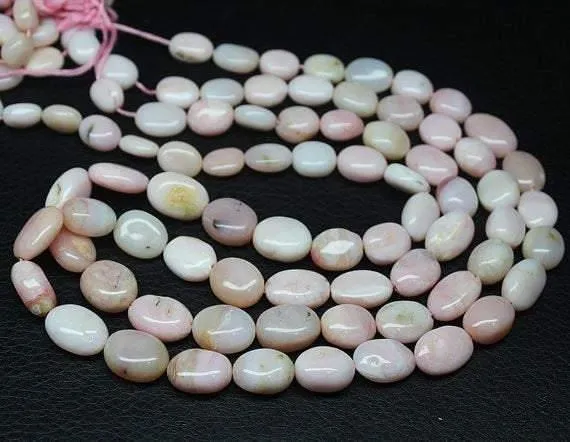 Natural Pink Opal Smooth Oval Beads Necklace Gemstone Jewelry 18 9mm 14mm Beads Supplies USA Necklaces Natural Pink Opal Smooth Oval Beads Necklace Gemstone Jewelry 18 9mm 14mm Beads Supplies USA Necklaces