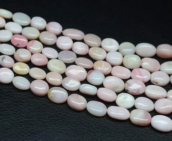 Natural Pink Opal Smooth Oval Beads Necklace Gemstone Jewelry 18 9mm 14mm Beads Supplies USA Necklaces