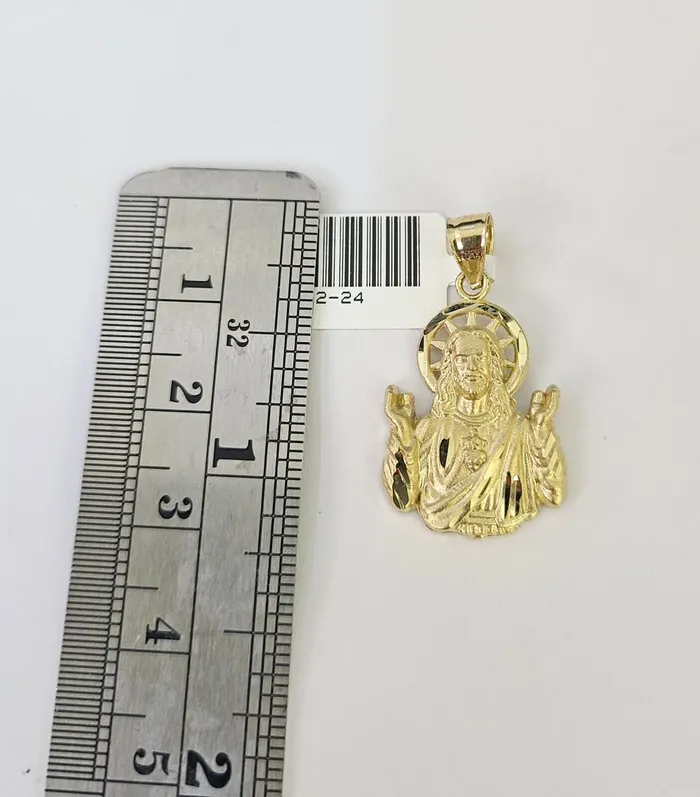 Necklaces Gold and Diamond 10K Franco Chain Jesus Pendant Charm Necklace 1624 2mm Yellow Gold SET