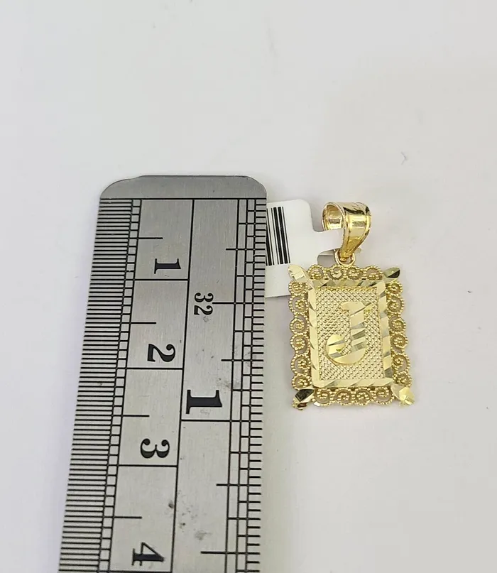 Necklaces Gold and Diamond 10k Gold Initial J Charm Rope Chain 1626 25mm SET Necklace Alphabet Pendant