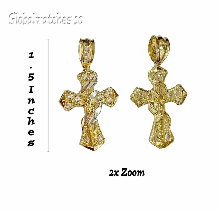 Necklaces Gold and Diamond 10k Gold Men Cross Miami Cuban Chain 20 22 24 26 Inch Real
