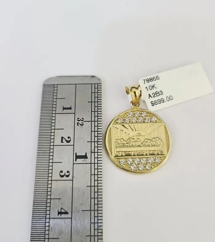 Necklaces Gold and Diamond 10K Gold Miami Cuban Chain Mayan Calendar 1828 3mm Pendant Necklace SET
