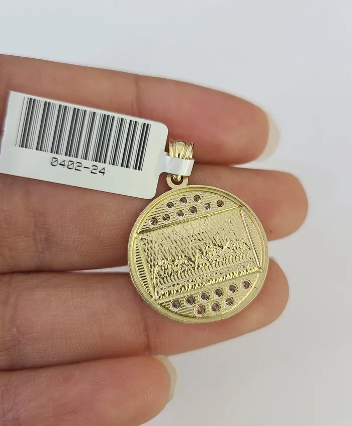 Necklaces Gold and Diamond 10K Gold Miami Cuban Chain Mayan Calendar 1828 3mm Pendant Necklace SET