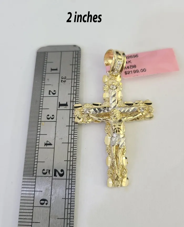 Necklaces Gold and Diamond 14k Jesus Cross Charm Pendant Yellow Gold Men Women 4 3 2 152