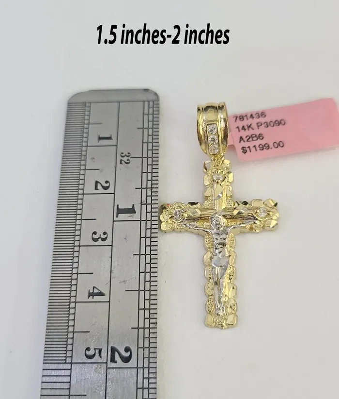 Necklaces Gold and Diamond 14k Jesus Cross Charm Pendant Yellow Gold Men Women 4 3 2 152