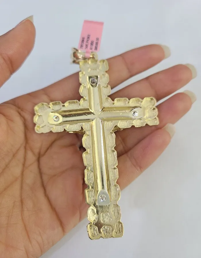 Necklaces Gold and Diamond 14k Jesus Cross Charm Pendant Yellow Gold Men Women 4 3 2 152