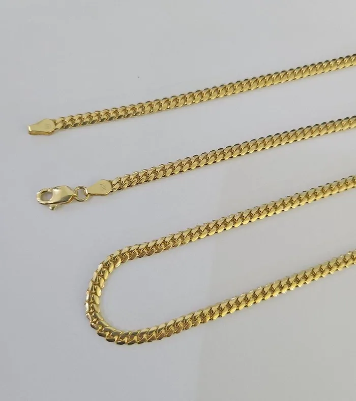 Necklaces Gold and Diamond 18k Solid Miami Cuban Chain Yellow Gold 3mm 22 Inch Genuine Necklace Real Necklaces Gold and Diamond 18k Solid Miami Cuban Chain Yellow Gold 3mm 22 Inch Genuine Necklace Real