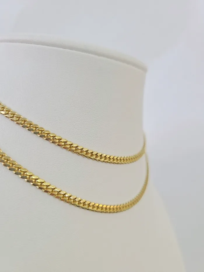 Necklaces Gold and Diamond 18k Solid Miami Cuban Chain Yellow Gold 3mm 22 Inch Genuine Necklace Real
