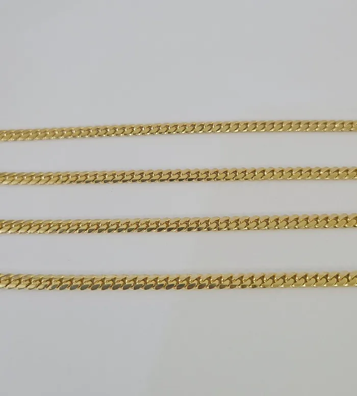 Necklaces Gold and Diamond 18k Solid Miami Cuban Chain Yellow Gold 3mm 22 Inch Genuine Necklace Real