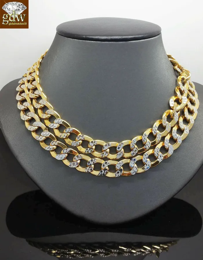 Necklaces Gold and Diamond 22 10k Gold Cuban Link Necklace Diamond Cuts Chain 11mm REAL 10KT Yellow Gold Necklaces Gold and Diamond 22 10k Gold Cuban Link Necklace Diamond Cuts Chain 11mm REAL 10KT Yellow Gold