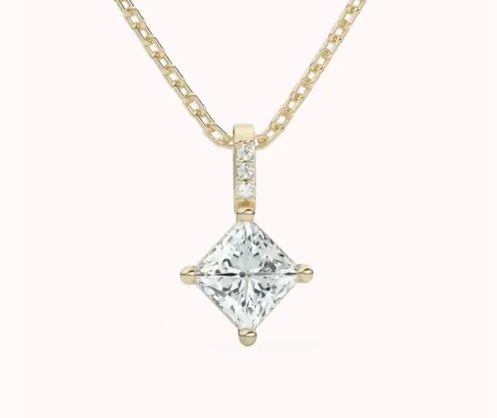 Necklaces JCM DESIGN JEWELRY 14k Yellow Gold Pendant with 1 Diamond princess cut and 3 Diamond 1mm it is very comfortable and elegant ideal for any occasion Necklaces JCM DESIGN JEWELRY 14k Yellow Gold Pendant with 1 Diamond princess cut and 3 Diamond 1mm it is very comfortable and elegant ideal for any occasion